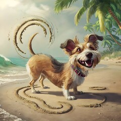 dog on the beach