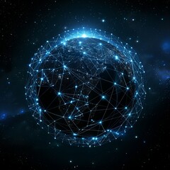 Obraz premium Global Digital Network Connectivity Over Earth