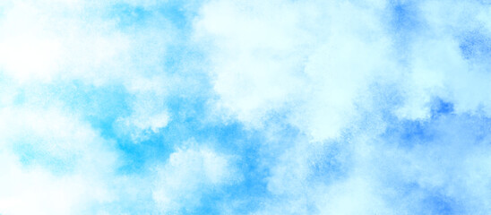 creative brush painted aquarelle light sky blue background, blurred and grainy Blue powder explosion, watercolor abstract grunge blue paper texture painting background, Natural and cloudy fresh sky.