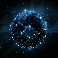 Obraz premium Global Digital Network Connectivity Over Earth