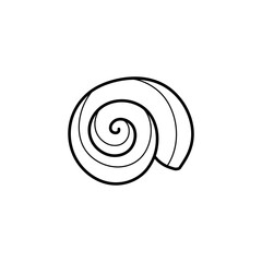 Spiral seashell vector illustration. Line art. Printable coloring page for kids and adults