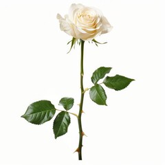 Obraz premium White Rose. Fresh White Flower in Isolated Background for Greeting Card Design