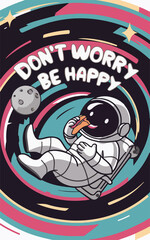 Naklejka premium Astronaut modern abstract illustration for posters and T-shirt printing designs with motivational quote.