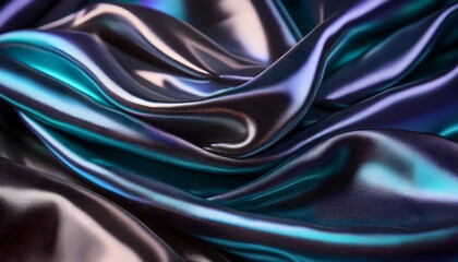 Obraz premium y2k, 90iger, seide, textil, hinetrgrund, glow, neu, lila, türkis, eleganz, gliter, glänzender, farben, seide, design, gestelten, niemand, muster, entwerfen, kurven, licht, neon, dekor, party, 3d, ad