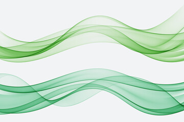 Green wave lines flow, vector abstract design element.