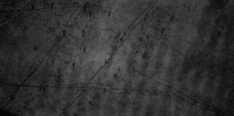 Old wall stone for dark black distressed grunge background wallpaper. rough concrete wall. Abstract black stone wall texture grunge rock surface. dark gray background backdrop. wide panoramic banner.