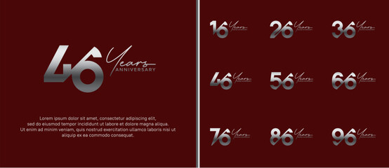 anniversary logo style set with silver color can be use for celebration moment