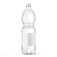 realistic plastic water bottle for design. Fresh drink recycle container. Blank clean mineral water packaging design. Bottled pure water