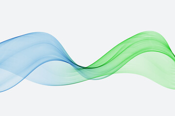 Abstract design element, blue-green wave, flow of curved lines.