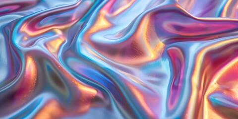 A colorful piece of fabric with a shiny, metallic sheen