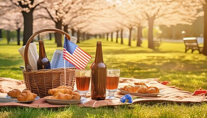 Picnic in the park on US independence day