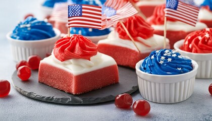 Red, white, and blue desserts