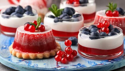 Red, white, and blue desserts