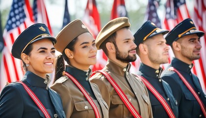 Veterans marching in parade on USA Independence Day