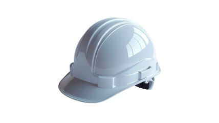 White safety hard hat on a white background. Industrial protection helmet ideal for construction, engineering, and workplace safety projects.