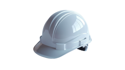 White safety hard hat on a white background. Industrial protection helmet ideal for construction, engineering, and workplace safety projects.