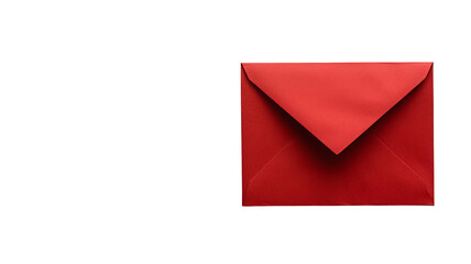 Bright red envelope isolated on a white background, perfect for invitations, letters, or holiday greetings.