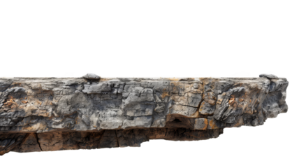 Charred wooden beam with rough texture, showcasing the effects of fire damage, isolated on a white background.