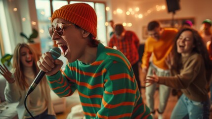 The karaoke fun at party