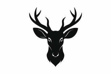 isolated black silhouette of a deer head collection, Set of deer silhouette vector. Deer Silhouette, Deer Head
