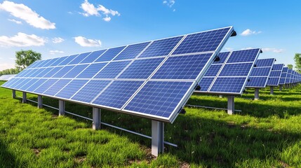 solar farm, solar panels, wide open space, blue sky, renewable energy, sustainable energy, clean energy, environment