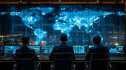 A group of officials in a command center