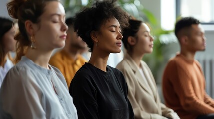Obraz premium Woman sitting and practicing meditation to relax her mind, meditation yoga