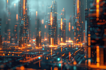Fototapeta premium Futuristic Cityscape at Night