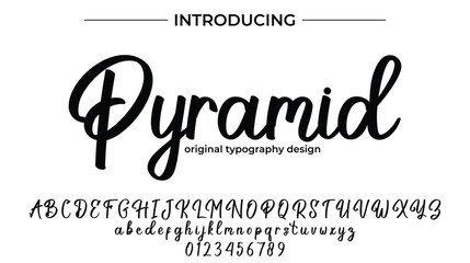 Pyramid Font Stylish brush painted an uppercase vector letters, alphabet, typeface