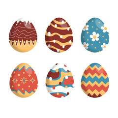 Colorful pastel red blue decorative easter eggs collection