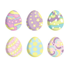 Colorfull pastel decorative easter eggs collection