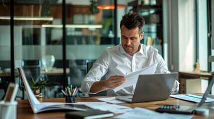 Obraz premium The businessman at the desk