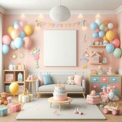 Pastel-Colored Kids' Birthday Room Design: Soft and Sweet