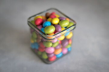 Colorful candies, peanuts in chocolate. Sweet and hard to resist.
