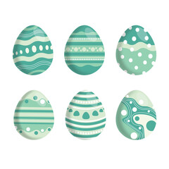 Colorful pastel light green decorative easter eggs collection