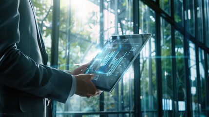 The businessman analyzing data