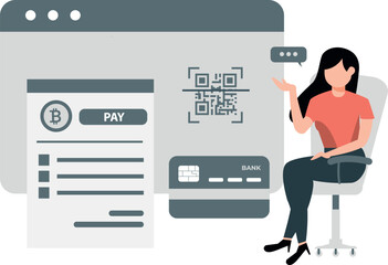 The girl is explaining about the payment on the web page.