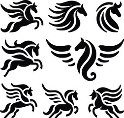 Obraz premium Illustration of fantasy animal pegasus silhouette.