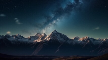 Fototapeta premium Majestic mountain with snow capped peaks under sky