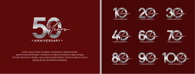 anniversary logo style set with silver color can be use for celebration moment