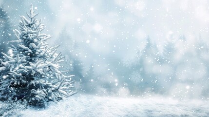 Winter Christmas Background. Snowfall in a Dreamy Winter Wonderland