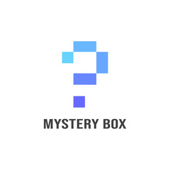 Mystery box logo template. Box shaped like a question mark vector illustration