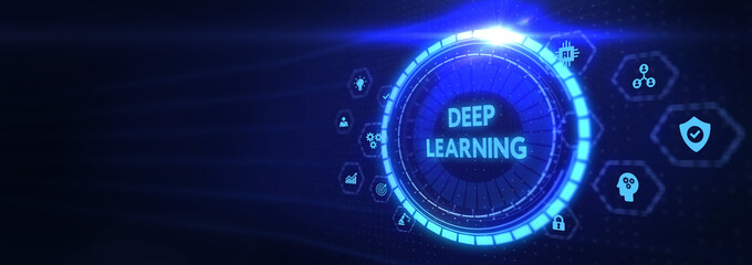 Deep learning artificial intelligence neural network. Technology, Internet and network concept. 3d illustration