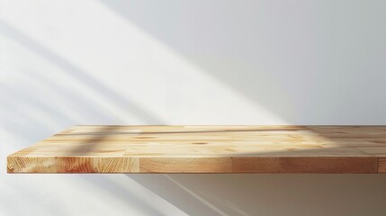 Empty Wooden Shelf in Sunlight
