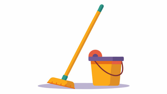 recommend clip art: Floor mop with bucket Vector illustration on white background 