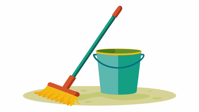 recommend clip art: Floor mop with bucket Vector illustration on white background 