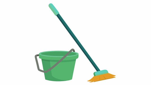 recommend clip art: Floor mop with bucket Vector illustration on white background 