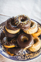 Plate of Homemade Assorted Donuts