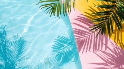 Exotic Beach and Ocean View with Palm Shadows, Ideal for Summer Getaways and Relaxation Themes
