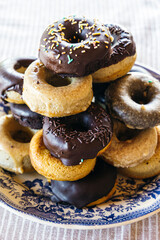 Plate of Homemade Assorted Donuts